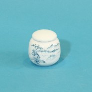 青花山水紋小茶罐